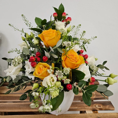 A New Day - Flowers to put a smile on their face. Let them know that you’re thinking of them with this fun petite collection of flowers and foliage to send same day. Flowers for same day delivery by the local florist.