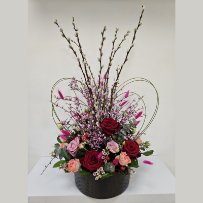 My Forever - The vibrant red roses, paired with an exquisite selection of other flowers, create a stunning arrangement.