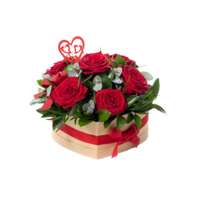 Memories - This sumptuous design featuring half a dozen red roses opulently arranged in a gift box.
